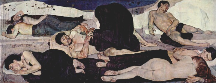 Peinture intitulée "La nuit" par Ferdinand Hodler, Œuvre d'art originale, Huile