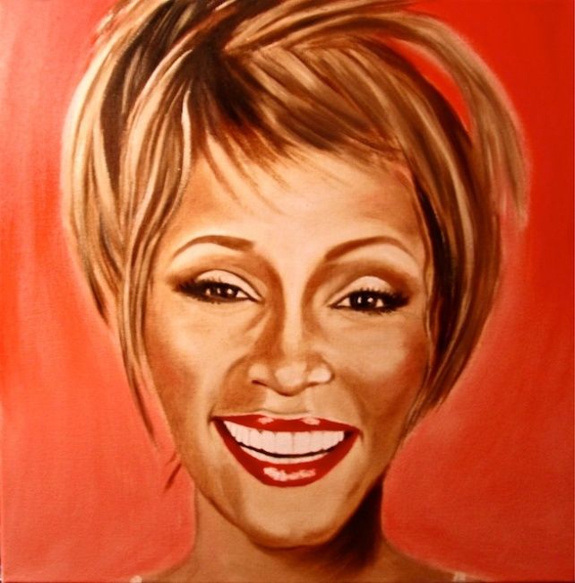 Painting titled "Whitney Houston" by Polo, Original Artwork, Oil