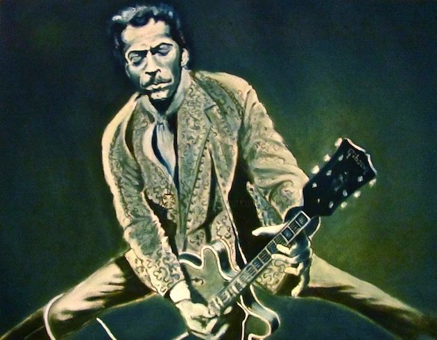 Peinture intitulée "Chuck Berry" par Polo, Œuvre d'art originale, Huile