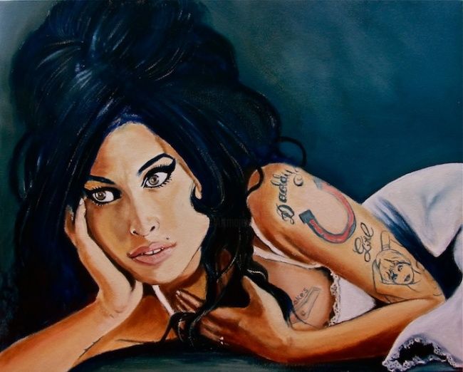 Peinture intitulée "Amy Winehouse" par Polo, Œuvre d'art originale, Huile
