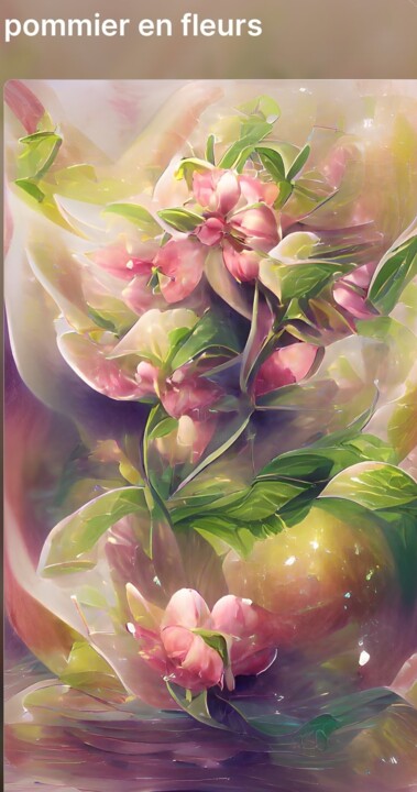 Arte digital titulada "Pommier en fleurs" por Ferial Babaaissa, Obra de arte original, Imagen generada por IA