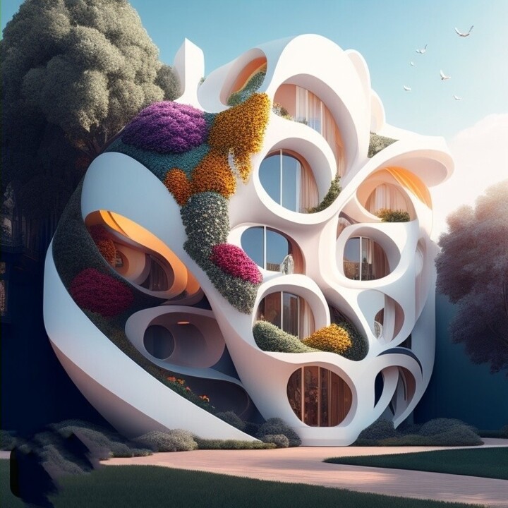Arte digitale intitolato "Architecture futuri…" da Ferial Babaaissa, Opera d'arte originale, Immagine generata dall'IA