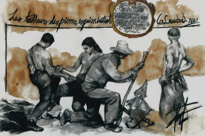 Tekening getiteld "Serie "Del Periplo…" door Fermin Fleites, Origineel Kunstwerk, Houtskool