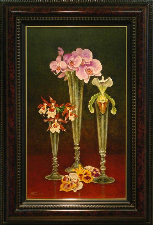 Картина под названием "Les 3 verres aux Or…" - Fernand Dresse, Подлинное произведение искусства