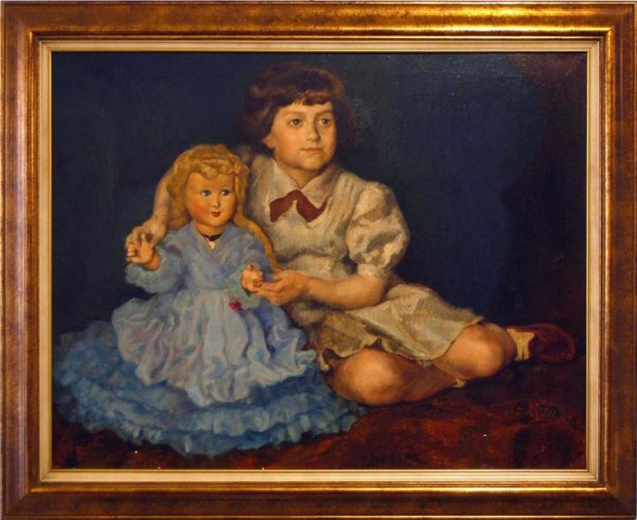 Painting titled "Maryse Brouta enfant" by Fernand Dresse, Original Artwork