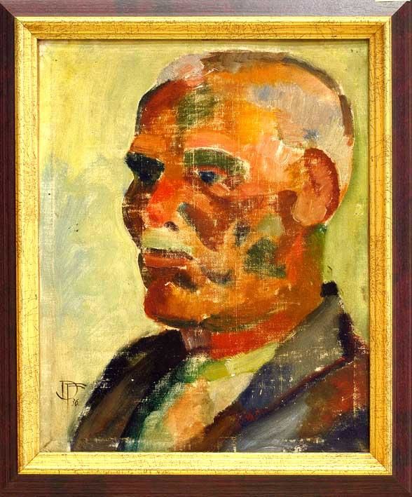 Schilderij getiteld "Portrait fauviste" door Fernand Dresse, Origineel Kunstwerk