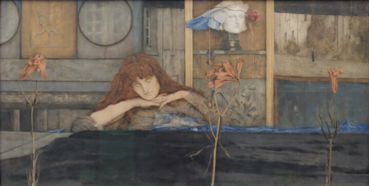 Painting titled "Je verrouille ma po…" by Fernand Khnopff, Original Artwork, Oil