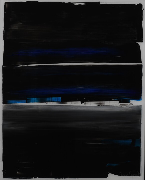 Картина под названием "BLACK AND BLUE" - Fernand Payraud, Подлинное произведение искусства, Пигменты Установлен на Алюминий