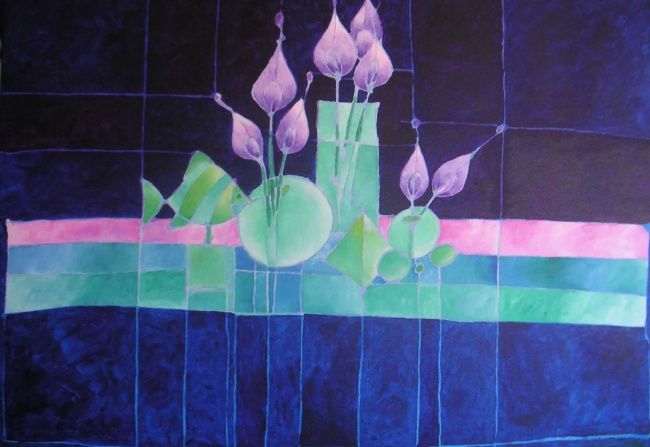 Pittura intitolato "As flores lilases e…" da Fernanda Neves, Opera d'arte originale, Olio
