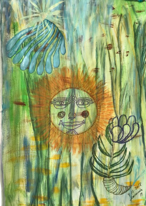 Peinture intitulée "Sonne" par Fernanda Reiki, Œuvre d'art originale, Acrylique