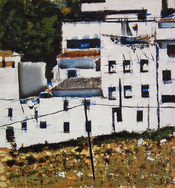 Pintura titulada "Pueblo blanco" por Fernando Aguayo, Obra de arte original, Acrílico