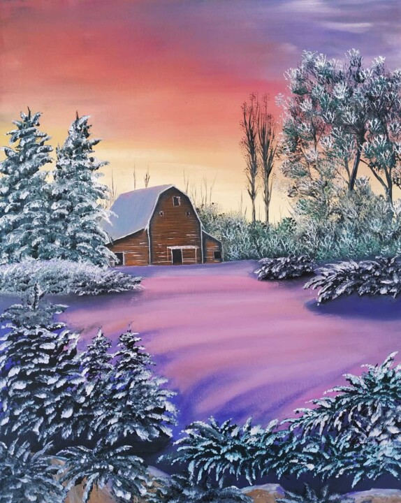 Pintura intitulada "Color de invierno" por Fernando Santos, Obras de arte originais, Óleo
