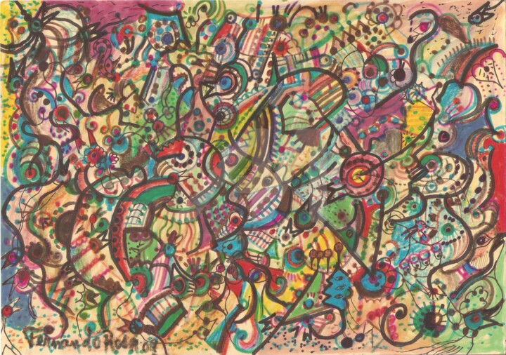 Desenho intitulada "obra-6-titulo-birds…" por Fernando Rosa, Obras de arte originais,