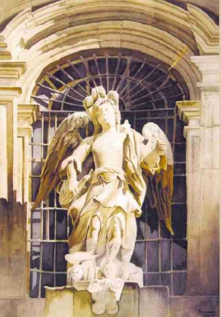 Pintura titulada "San Miguel Arcangel" por Fernando Turu, Obra de arte original, Oleo