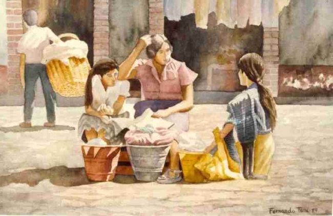 Pintura titulada "Vendedoras" por Fernando Turu, Obra de arte original, Oleo