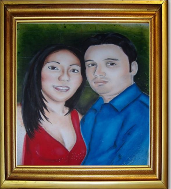 Painting titled "quique y su esposa" by Carlos Fernando Lopez, Original Artwork