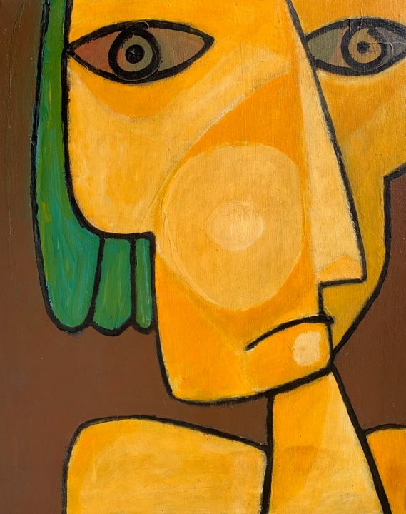 Painting titled "Yellow Woman" by Fernando Pereira Ribeiro, Original Artwork, Acrylic