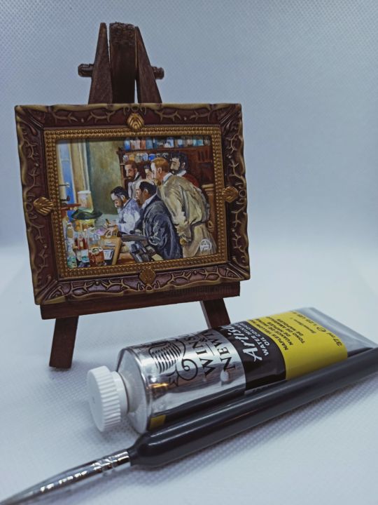 Painting titled "Una investigación (…" by Ferrero Art, Original Artwork, Oil Mounted on Cardboard