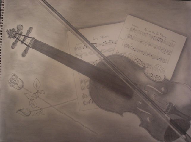 Painting titled "Violin Romance" by Markel, Original Artwork, Oil