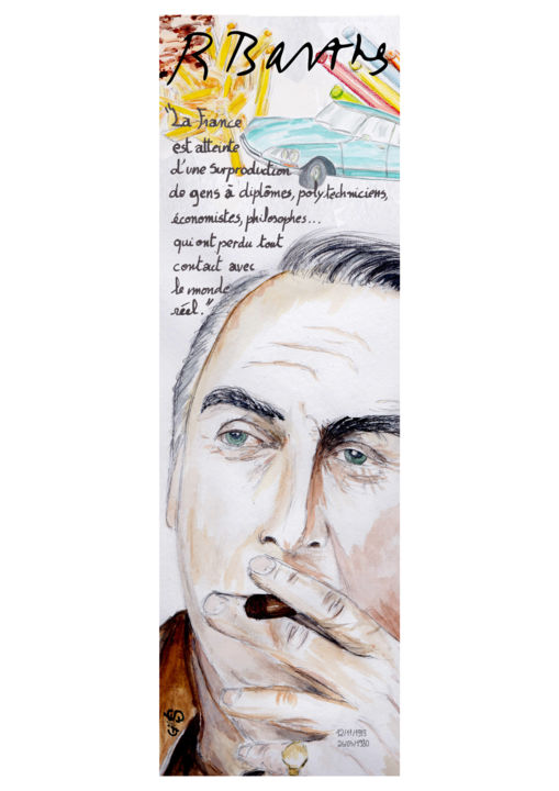 Digitale Kunst getiteld "Roland Barthes" door Gilles David, Origineel Kunstwerk, 2D Digital Work