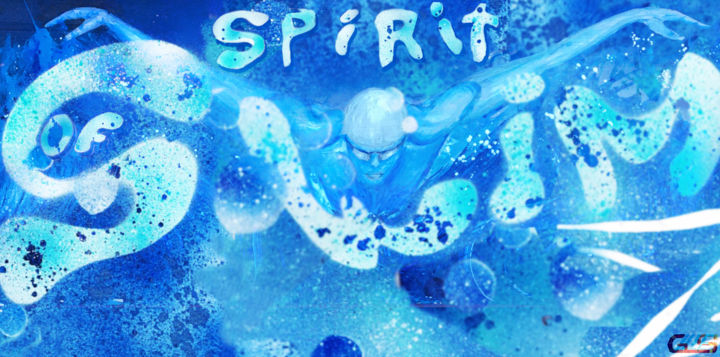 Arts numériques intitulée "Spirit of Swim1" par Gilles David, Œuvre d'art originale, Travail numérique 2D