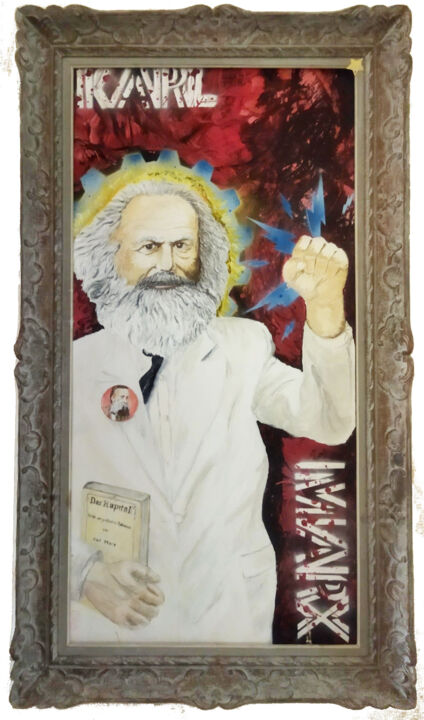Painting titled "Karl Marx, l'incomp…" by Gilles David, Original Artwork, Acrylic