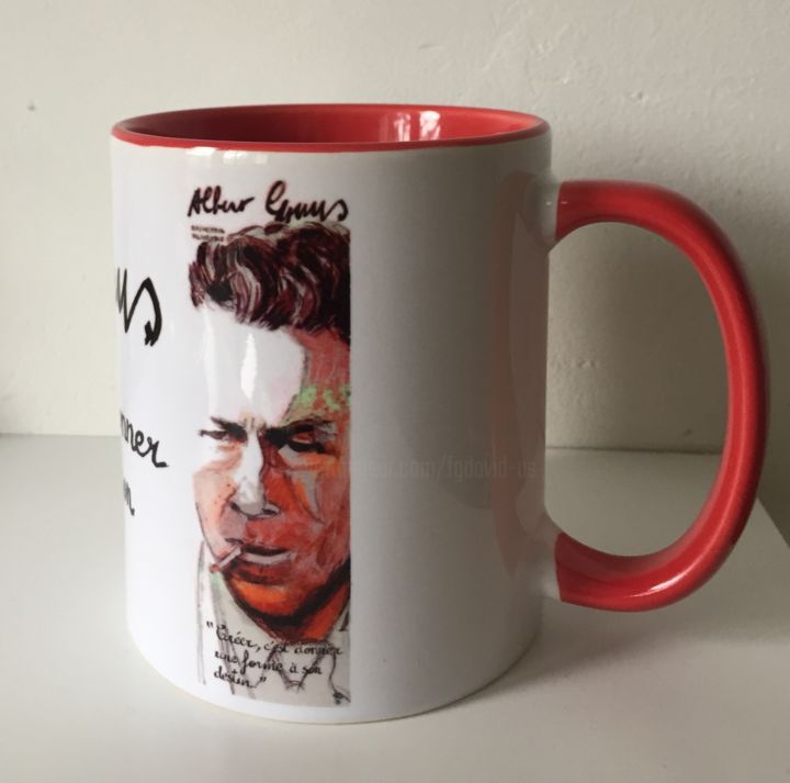 Design intitulée "Mug Albert Camus" par Gilles David, Œuvre d'art originale, Art de la table