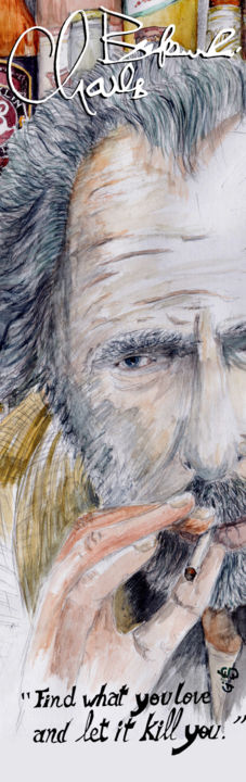 Arts numériques intitulée "Charles Bukowski /…" par Gilles David, Œuvre d'art originale, Travail numérique 2D