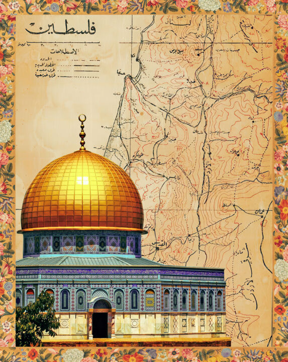 Digitale Kunst getiteld "Dome of the Rock" door F - Graphi̇, Origineel Kunstwerk, Digitaal Schilderwerk