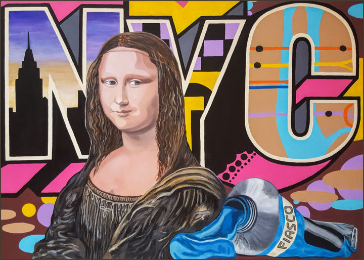 Peinture intitulée "Mona Lisa NYC" par Fiasco, Œuvre d'art originale, Acrylique