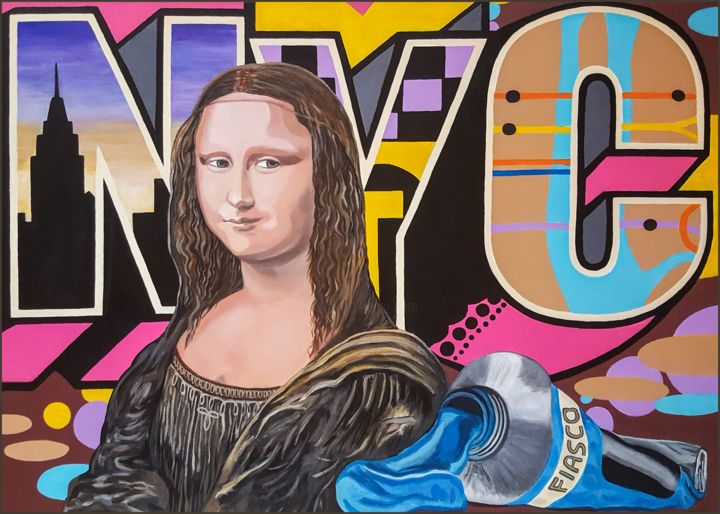 Painting titled "Mona Lisa NYC" by Fiasco, Original Artwork, Acrylic