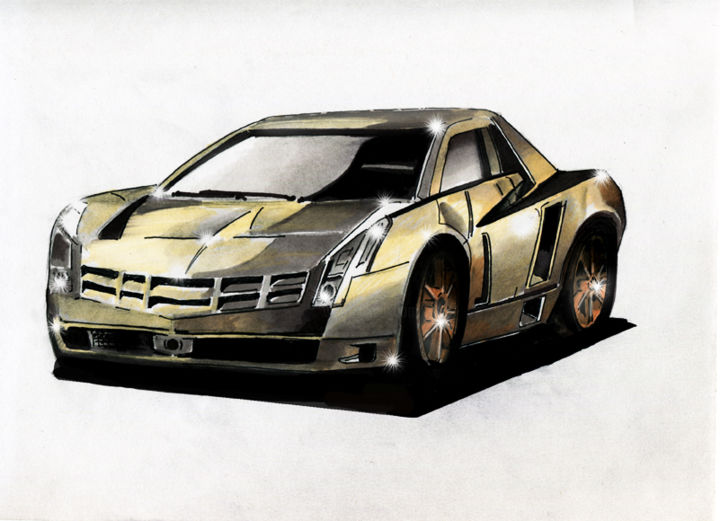 Рисунок под названием "modern car" - Михаил Слободин, Подлинное произведение искусства, Маркер