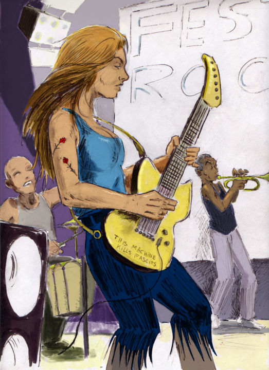 Drawing titled "Guitarrera rock" by Fidel Durana, Original Artwork, Digital Photography