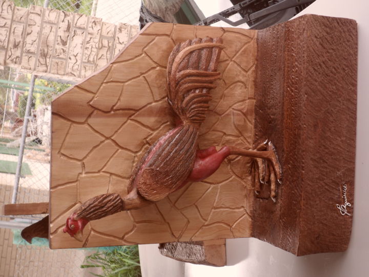 Sculpture intitulée "gallo cuarta de red…" par J Aguirre, Œuvre d'art originale