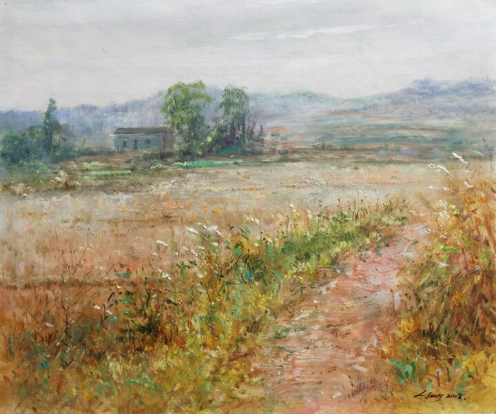 Peinture intitulée "Country field" par Field Lynn, Œuvre d'art originale, Huile Monté sur Châssis en bois