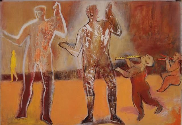 Painting titled "Taniec 6/Dance 6" by Krzysztof Figielski, Original Artwork