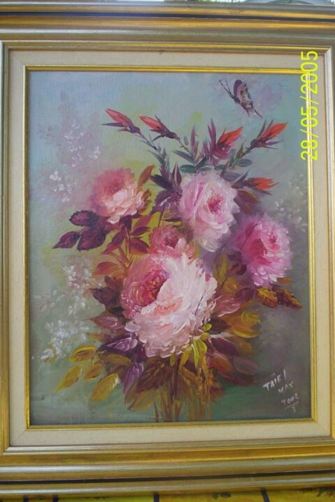 Peinture intitulée "ROSES ET FLEURS" par Max Taib, Œuvre d'art originale