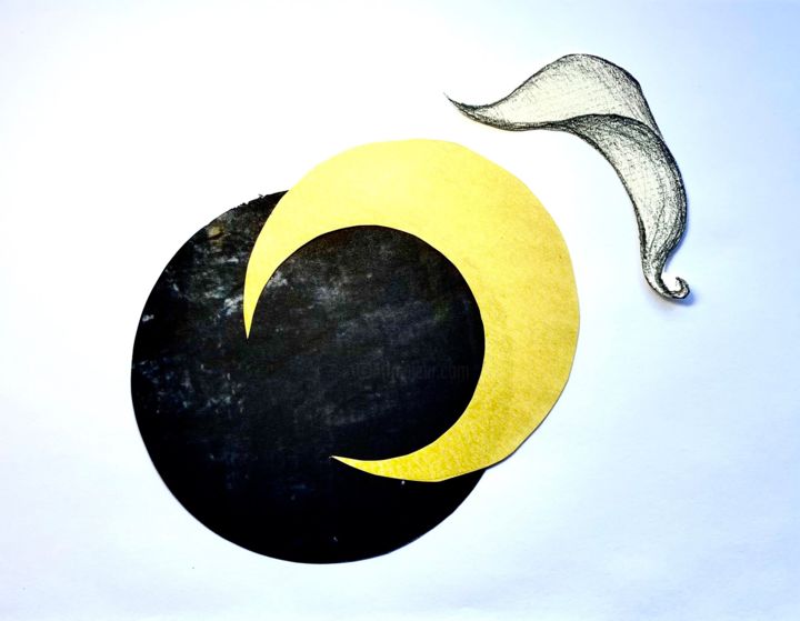 Collagen mit dem Titel "moon eclipse" von _psychadri_, Original-Kunstwerk, Collagen