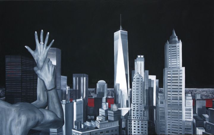 Painting titled "New York - The Pass…" by Fil Cool, Original Artwork, Oil