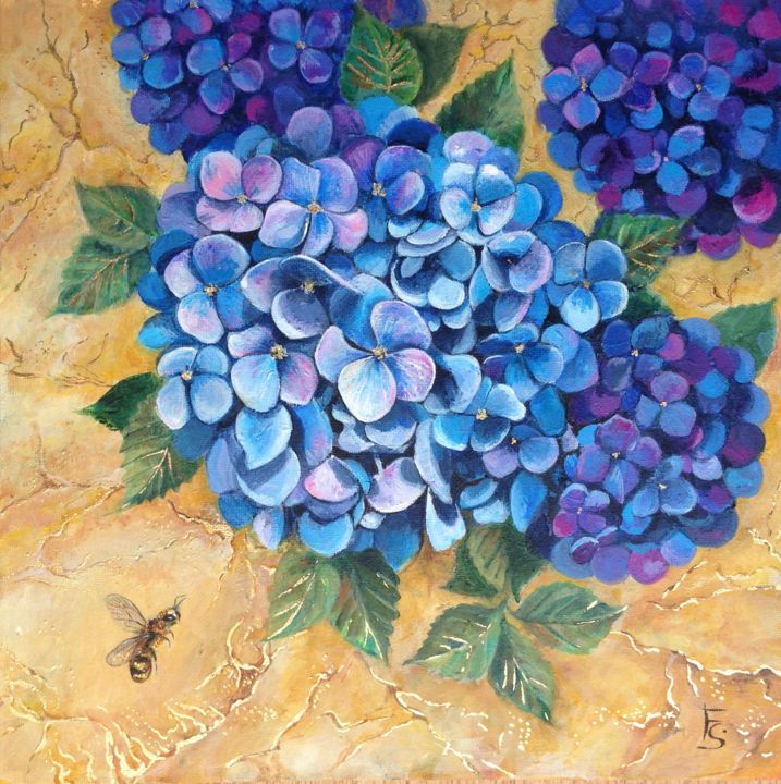 Peinture intitulée "Hydrangea" par Svetlana Filimonova, Œuvre d'art originale, Acrylique