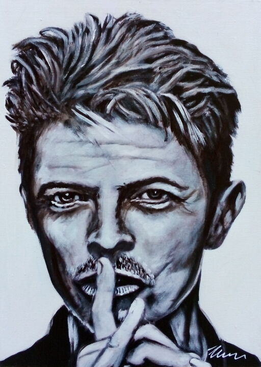 Painting titled "David Bowie Oil Pai…" by Filip Petrovic, Original Artwork, Oil
