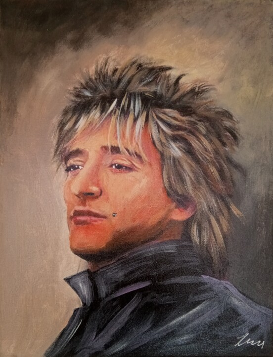 Rod Stewart oil painting on canvas