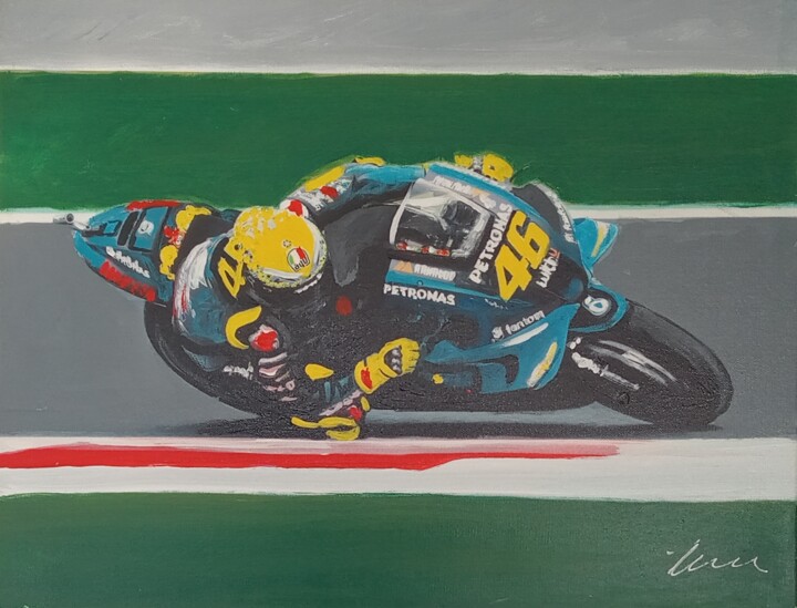 Painting titled "Valentino Rossi oil…" by Filip Petrovic, Original Artwork, Oil