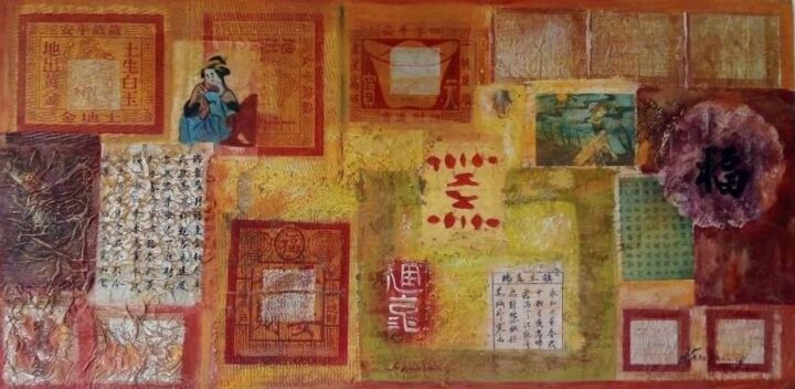 Painting titled "Chinese abstract oi…" by Filip Petrovic, Original Artwork, Oil