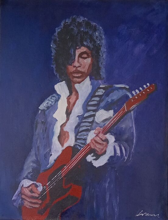 Painting titled "Prince musician oil…" by Filip Petrovic, Original Artwork, Oil