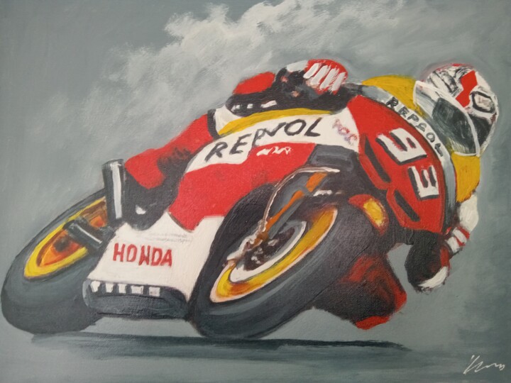 Painting titled "Marc Marquez acryli…" by Filip Petrovic, Original Artwork, Acrylic