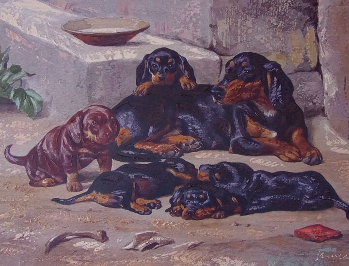 Pittura intitolato "Dogs acrylic painti…" da Filip Petrovic, Opera d'arte originale, Acrilico