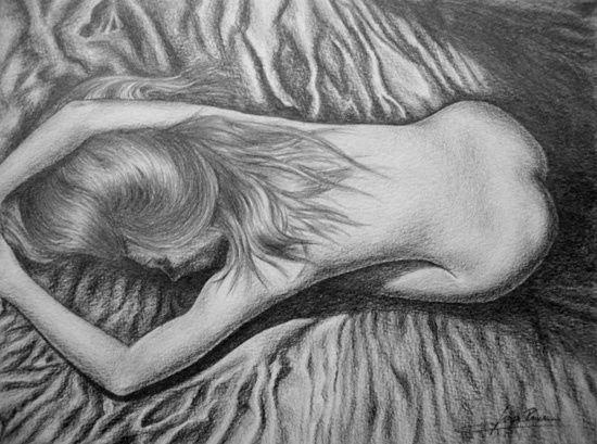 Desenho intitulada "Nude female layed o…" por Filipe Paiva, Obras de arte originais, Outro