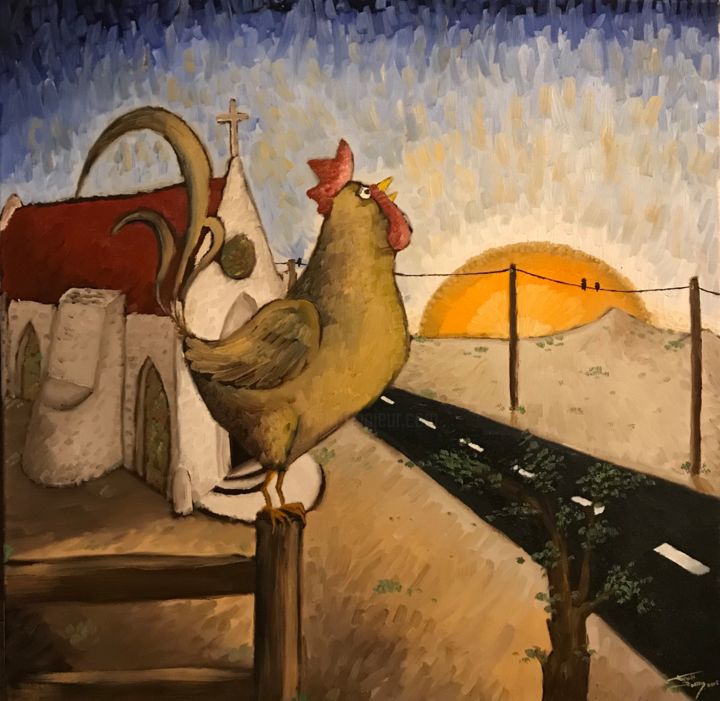 Schilderij getiteld "Sunrise" door Filipe Portela, Origineel Kunstwerk, Olie