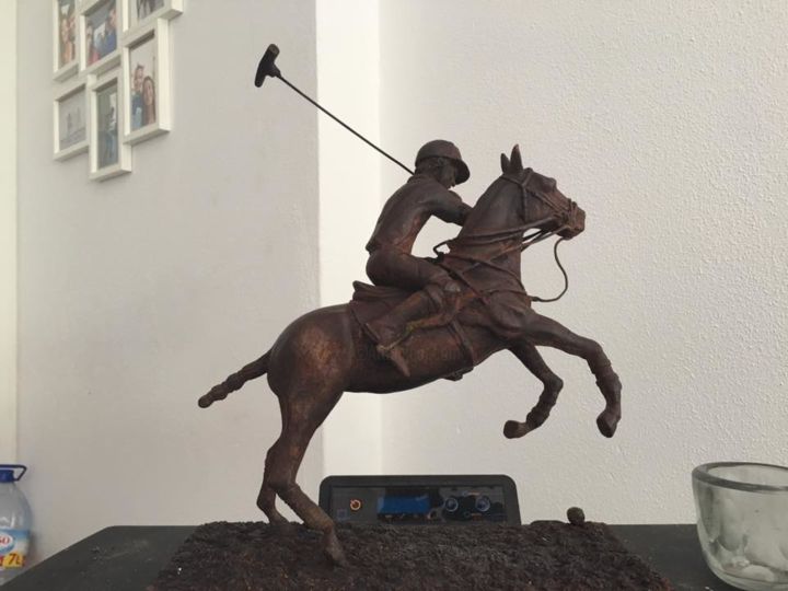 Skulptur mit dem Titel "Polo-Horse.jpg" von Filipe Portela, Original-Kunstwerk, Metalle